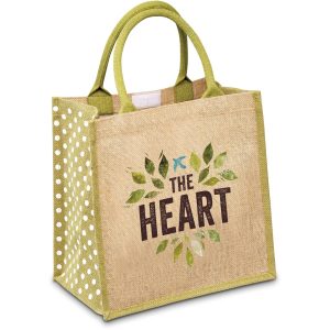 Polka Jute Tote - Lime