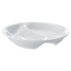 White Basics Round Divided Sauce Dish