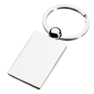 Shiny Nickel Rectangular Keychain