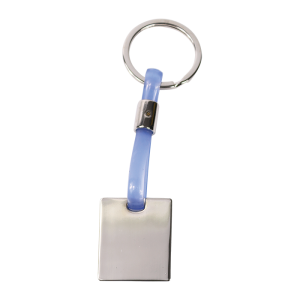 Shiny Nickel Keychain with Translucent Strap