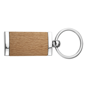 Wooden Keychain With Metal Trim