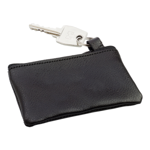 Leather Zippered Pouch with Split Ring