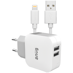 Snug Home Charger With Apple Lightning Charge and Sync Cable