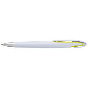 Rounded Clip Ballpoint Pen With White Barrel