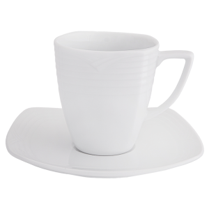 Arctic White Square Tall Cup and Saucer
